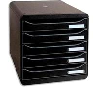 Exacompta - Réf. 309714D - BIG BOX PLUS - Caisson 5 tiroirs pour document A4+ - Dimensions extérieures : Profondeur 34,7 x largeur 27,8 x Hauteur 27,1cm - Noir