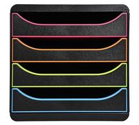 Exacompta - Module de classement Big Box 4 tiroirs pour documents A4+ - Noir/assortis
