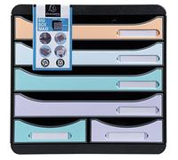 Module de rangement Exacompta Big Box Maxi 6 tiroirs - noir / assortis pastel