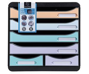 Exacompta - Réf. 3127296D - BIG-BOX MAXI - 1 Caisson 4 tiroirs pour document A4+ et 2 petits tiroirs pour ranger des ustensiles - Dimensions extérieures : P 34,7 x l 27,8 x H 27,1 cm - Aquarel