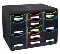Exacompta Module de rangement Storebox Multi 11 tiroirs – Noir/arlequin – 27×35,5×27,1 cm