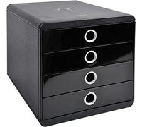 Exacompta Module de classement Pop-Box 4 tiroirs Glossy Noir/argent 314438D