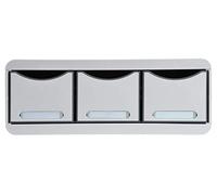 Exacompta Module de classement Toolbox 3 tiroirs Office – 27×35,5×13,5 cm – Gris lumière