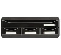Exacompta - Réf. 319714D - Toolbox mini caisson individuel à 4 tiroirs pour ranger les petits ustensiles - Dimensions extérieures : Profondeur 27 x largeur 35,5 x Hauteur 13,5 cm - Noir brillant