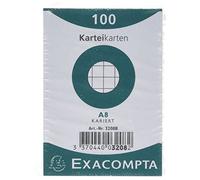 Exacompta 48x 100 fiches bristol quadrillé 5x5 non perforé 55x74mm Blanc 3208B