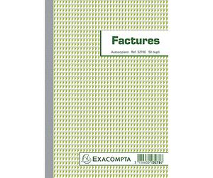 Exacompta - Réf. 3278AE - 1 Manifold FACTURES - avec mention TVA - 50 feuillets numérotés et autocopiants - duplicatas (1 original + 1 copie) - format 210 x 148 mm - fabriqué en France