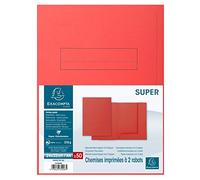 Paquet de 50 chemises imprimées 2 rabats SUPER 210 - 24x32cm - Rouge