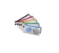 Exacompta - Réf. 34130E - 1 pochette avec fermeture éclair ZIP - En Polypro souple pour ranger des fournitures, accessoires de beauté - Format à classer 10x21cm (DL) - 5 couleurs aléatoires
