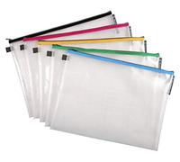 Exacompta 10x Pochette à fermeture éclair en plastique souple assort. 34160E