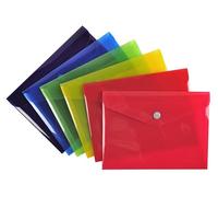 Exacompta - Réf. 34410E - Carton de 30 pochettes fermeture bouton pression avec rabat - En PP lisse - Dimensions : 19x14cm - Format à classer 12,5 x 17,6 cm (B6) - 6 couleurs assorties