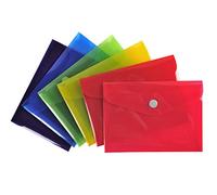 Exacompta - Réf, 34430E - Carton de 30 Pochettes Fermeture Bouton Pression avec Rabat - en Pp Lisse - Dimensions : 14 x 10 cm - Format à Classer 8,8 x 12,5 cm (B7) - 6 Couleurs Assorties