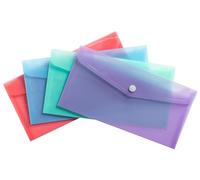 Exacompta - Réf. 35420E - Carton de 28 pochettes fermeture bouton pression avec rabat - Chromaline Pastel - Dimensions : 32x12cm - FT à classer DL-10x21cm - Bleu pastel, corail, mauve, vert