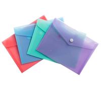Exacompta - Réf. 35430E - Carton de 28 pochettes fermeture bouton pression avec rabat - Chromaline Pastel - Dimensions : 14x10cm - FT à classer B7 - Bleu pastel, corail, mauve, vert