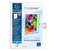 Exacompta - Réf. 37802H - Carton de 10 chemises à dos extensible en balacron Kreacover - dos extensible jusqu'à 13 cm - fermeture par sangle - dimensions 24 x 32 cm - pour format A4 - couleur blanc
