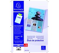 Exacompta - Réf. 38040E - Sachet de 10 Etuis de protection simples - 2 faces pour protéger des documents au format A4 - Pour un usage intensif - En PP épaisseur 12/100ème - Coloris cristal