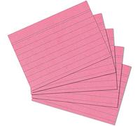 Exacompta - Fiches bristol A8 - Paquet 100 sous film ligné non perforé 55x74 mm - Rose