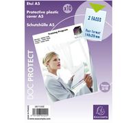 Exacompta - Réf. 387105E - Sachet de 10 étuis protection simple 2 faces pour protéger les documents au format A5 (14,8 x 21 cm) - En PVC lisse Haute qualité - Usage intensif - Couleur cristal