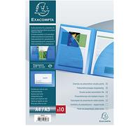 Exacompta - Réf. 3967E - Paquet de 10 chemises de présentation double poche en polypropylène semi-rigide - pour format A4 double et/ou A3 - dim 24 x 32 cm - porte étiquette - couleur cristal