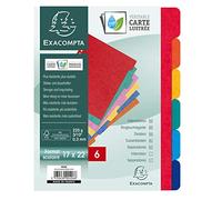 Exacompta - Réf. 406E - 20 paquets de 6 intercalaires en véritable carte lustrée souple 225g/m2 - certifiés FSC - avec 6 onglets neutres - format à classer 220x170 mm - couleurs assorties