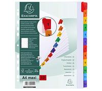 Intercalaire A4+ carte bristol blanche Exacompta 12 onglets numériques - Coloris assortis - 1 jeu