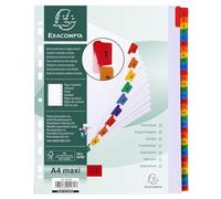 Exacompta - Réf. 4131E - Carton de 10 Intercalaires en carte blanche 160g/m2 FSC® avec 31 onglets imprimés numériques de 1 à 31 en couleur - Page d'indexation imprimable - Format à classer A4 maxi