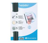 Exacompta - Réf. 42842E - Carton de 5 Kits de présentation Serodo - permet de relier jusqu'à 30 feuilles de 80g/m2-25 baguettes noires - 25 plats ivoire A4-25 plats cristal A4 en PVC