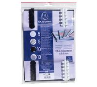 Exacompta - Réf. 42844E - Carton de 5 Kits de présentation reliures spiralées pour dossier de 10 à 40 feuilles A4-25 peignes 6 mm noirs -25 peignes 8 mm blancs -50 plats PVC -50 plats couverture noir