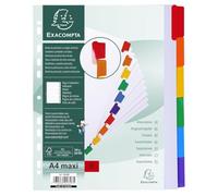 Exacompta - Réf. 4306E - Carton de 20 Intercalaires en carte blanche 160g/m2 FSC® avec 6 onglets neutres en couleurs - renforcés et plastifiés - Page d'indexation imprimable - Format à classer A4 maxi
