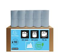 Exacompta - Réf. 43918E - Boîte de 10 bobines pour tickets de caisse - largeur 80 mm x diamètre 80 mm - mandrin 12 mm - Safe Contact longue conservation sans Phénol - Métrage (+/-2m) : 76 m