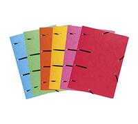 Exacompta - Réf. 447100E - Carton de 25 chemises à élastiques Punchy - perforées pour insérer dans un classeur - pochettes 3 rabats - en carte lustrée 375 g/m2 pour A4 - 6 couleurs assorties