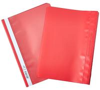 Exacompta - Réf. 449203B - Paquet de 25 chemises de présentation à lamelles - couverture en PP qualité standard - étiquette sur toute la hauteur de la chemise - lamelles en métal - couleur rouge