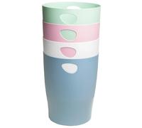 Exacompta - Réf. 453303D - Carton de 8 Corbeilles à Papier avec Poignées ECOBIN Autentik - Grande Capacité 15 Litres - Dimensions 26,3 x 26,3 x 33,5 cm - pour Bureau ou Maison - Assortis
