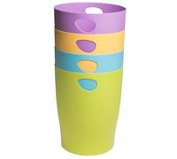 Exacompta - Réf. 453909D - Carton de 8 Corbeilles à Papier avec Poignées ECOBIN Pop N'Co - Grande Capacité 15 Litres - Dimensions 26,3 x 26,3 x 33,5 cm - pour Bureau ou Maison - Assorties Vives