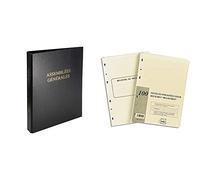 Exacompta - Réf. 46210E - 1 classeur juridique économique noir ASSEMBLÉES GÉNÉRALES - Dimensions 32 x 26cm & Recharge universelle 100 feuilles foliotées, perforation 6 trous
