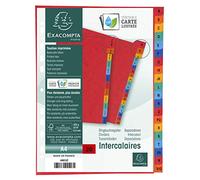 EXACOMPTA Intercalaires carte lustrée avec onglets imprimés alphabétiques 20 positions AZ - A4 - Couleurs assorties