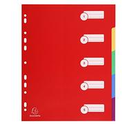 Exacompta - Réf. 4805E - Intercalaires polypropylène rigide opaques avec 5 onglets neutres - Premier index imprimé - Format à classer A4 maxi - Couleurs vives assorties