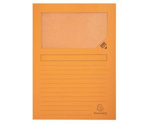 Exacompta - Réf. 50104E - Carton de 400 chemises à fenêtre Forever® 120 g/m² - couleurs vives - chemises 100% recy s et certifiées Ange Bleu - dim 22 x 31 cm pour A4 - couleur orange