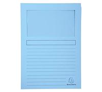 Chemise coin papier avec fenêtre Super Exacompta - Paquet de 100 - Bleu clair
