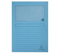 Exacompta Chemise coin papier avec fenêtre – Paquet de 100 – Bleu