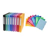 Exacompta - Réf. 50300E - 8 boîtes de classement à élastiques Exabox - en carte lustrée 600g/m2 & Réf. 55510E - Paquet de 10 chemises à élastiques - pochettes 3 rabats