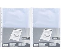 Exacompta - Réf. 5111E - Sachet de 100 pochettes perforées Economique en Polypropylène Grainé - Epaisseur 4/100ème - Perforation universelle 11 trous - Format à classer A4 - Incolore (Lot de 2)