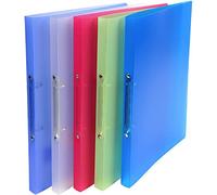 Exacompta - Réf. 51169E - 1 Classeur souple PP translucide Chromaline - 4 anneaux ronds diamètre 15 mm - Dos 20 mm - Dimensions extérieures : 32 x 25 cm - Format à classer A4 - 5 couleurs aléatoires