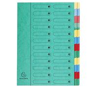 Exacompta - Réf. 5124E - 1 trieur HARMONIKA - sans élastiques et fenêtres imprimées - couverture en carte lustrée - dos extensible - 24 compartiments - pour A4 - dim 24,5 x 32cm - couleur vert