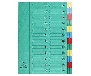 Exacompta - Réf. 5124E - 1 trieur HARMONIKA - sans élastiques et fenêtres imprimées - couverture en carte lustrée - dos extensible - 24 compartiments - pour A4 - dim 24,5 x 32cm - couleur vert