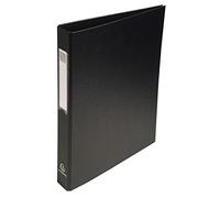 Exacompta - Réf. 51381E - 1 classeur remborde polypropylene 4 anneaux ronds de 25mm sur 3eme de couverture - noir