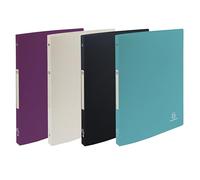 Exacompta - Réf. 51730E - Paquet de 4 classeurs souples TITANE - 4 anneaux 15mm - Dos 2cm - Dimensions extérieures : 32x25cm - Format à classer A4 - Assortis : Aubergine-Coco-Noir-Turquoise