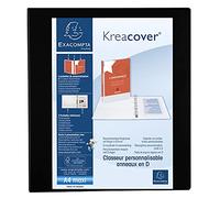 Exacompta Classeur PP personnalisable Kreacover – 4 anneaux en D 40 mm – A4 maxi – Noir