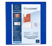Classeur PP personnalisable Kreacover - 4 anneaux en D 60mm - A4 maxi - Bleu