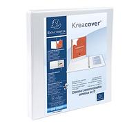 Classeur personnalisable rigide 2 poches KreaCover - 4 anneaux en D 16mm - A4 maxi - Blanc