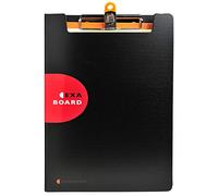 Exacompta - Ref. 52134E - Porte Bloc Exactive à pince avec rabat et élastique - porte stylo - pochette A4 sur le rabat - livré avec un bloc notes - Dimensions 23,5 x 33,5 cm - Pour A4 - Noir